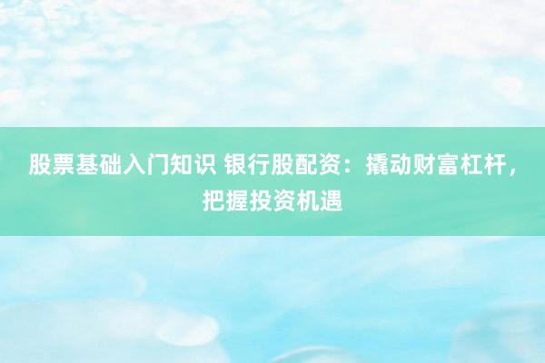 股票基础入门知识 银行股配资:撬动财富杠杆,把握投资机遇