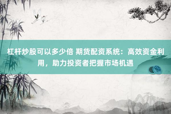 杠杆炒股可以多少倍 期货配资系统:高效资金利用,助力投资者把握市场机遇