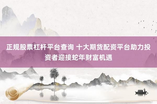 正规股票杠杆平台查询 十大期货配资平台助力投资者迎接蛇年财富机遇